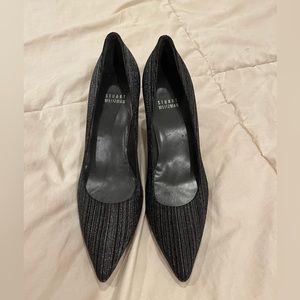 Navy shimmering fabric Stuart Weitzman pumps very gently worn!